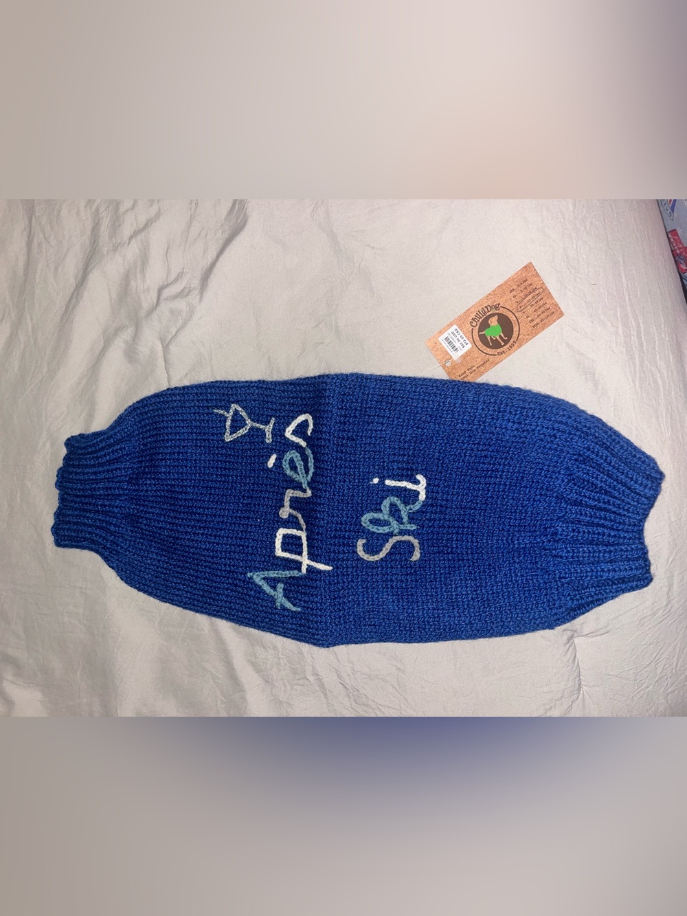 Blue Hand-Knit Crewneck Dog Sweater anthropologie